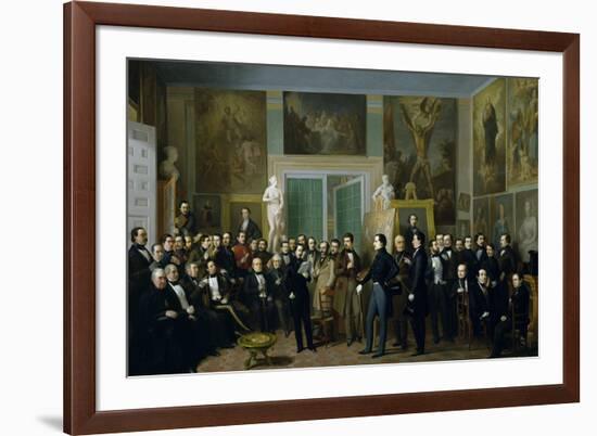 The Contemporary Poets, a Reading of Zorilla at the Painters Studio, 1846-Antonio Maria Esquivel-Framed Giclee Print