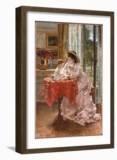 The Contented Mother, 1872-Alfred Emile Stevens-Framed Giclee Print