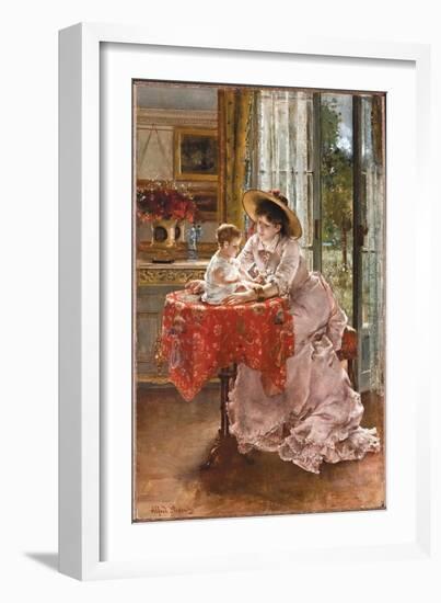 The Contented Mother, 1872-Alfred Emile Stevens-Framed Giclee Print