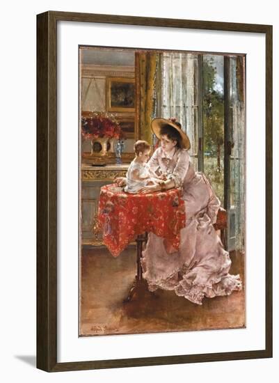 The Contented Mother, 1872-Alfred Emile Stevens-Framed Giclee Print