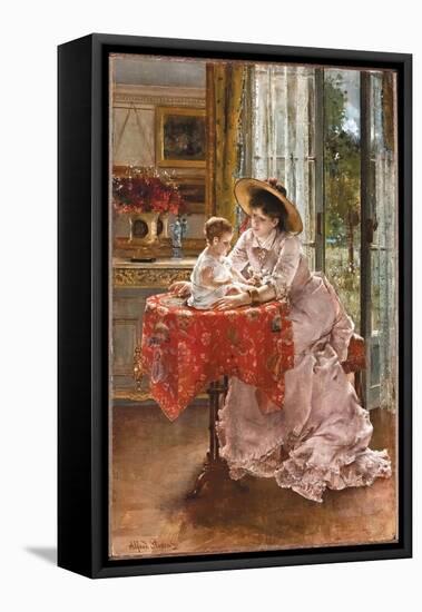 The Contented Mother, 1872-Alfred Emile Stevens-Framed Stretched Canvas