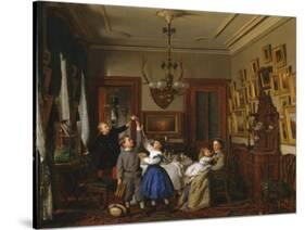 The Contest for the Bouquet: The Family of Robert Gordon in Their New York Dining-Room, 1866-Seymour Joseph Guy-Stretched Canvas