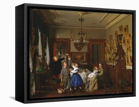 The Contest for the Bouquet: The Family of Robert Gordon in Their New York Dining-Room, 1866-Seymour Joseph Guy-Framed Stretched Canvas