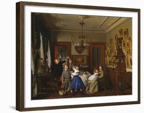 The Contest for the Bouquet: The Family of Robert Gordon in Their New York Dining-Room, 1866-Seymour Joseph Guy-Framed Giclee Print