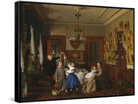 The Contest for the Bouquet: The Family of Robert Gordon in Their New York Dining-Room, 1866-Seymour Joseph Guy-Framed Stretched Canvas