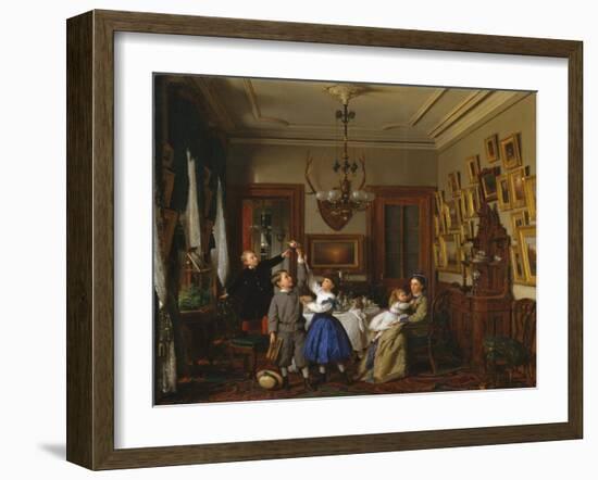 The Contest for the Bouquet: The Family of Robert Gordon in Their New York Dining-Room, 1866-Seymour Joseph Guy-Framed Giclee Print