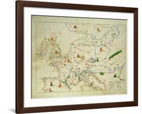 The Continent of Europe, from an Atlas of the World in 33 Maps, Venice, 1st September 1553-Battista Agnese-Framed Giclee Print