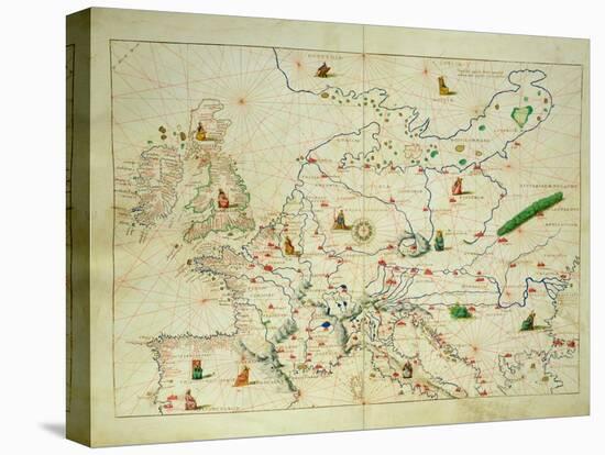 The Continent of Europe, from an Atlas of the World in 33 Maps, Venice, 1st September 1553-Battista Agnese-Stretched Canvas