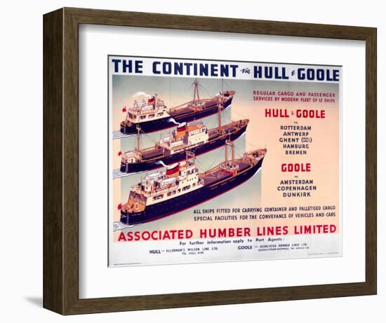 The Continent Via Hull and Goole-null-Framed Art Print