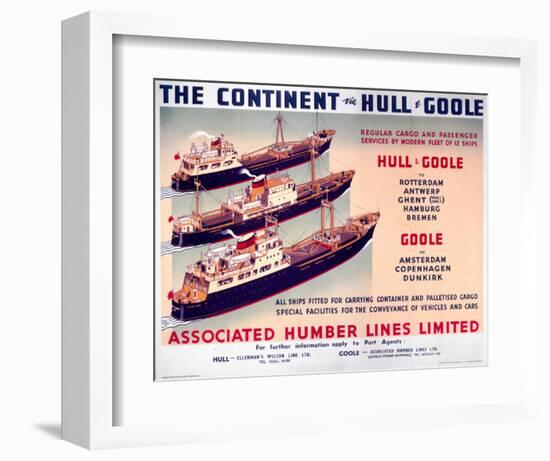 The Continent Via Hull and Goole-null-Framed Art Print