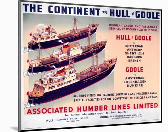 The Continent Via Hull and Goole-null-Mounted Art Print