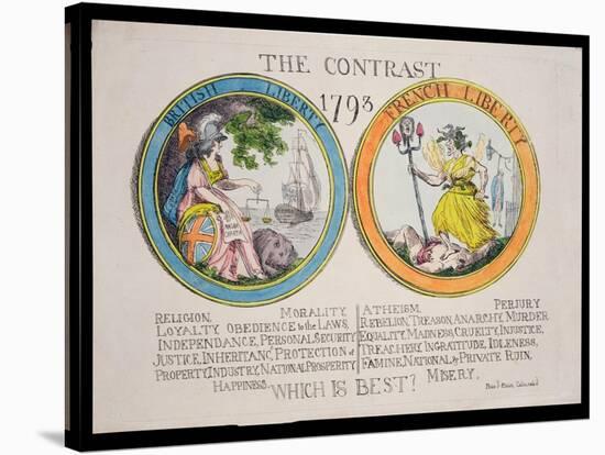 The Contrast 1793: British Liberty and French Liberty - Which Is Best? 1793-Thomas Rowlandson-Stretched Canvas