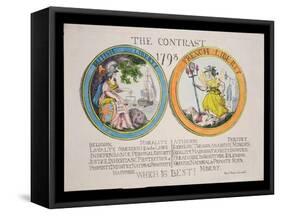 The Contrast 1793: British Liberty and French Liberty - Which Is Best? 1793-Thomas Rowlandson-Framed Stretched Canvas