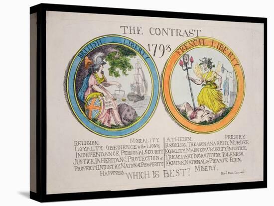 The Contrast 1793: British Liberty and French Liberty - Which Is Best? 1793-Thomas Rowlandson-Stretched Canvas