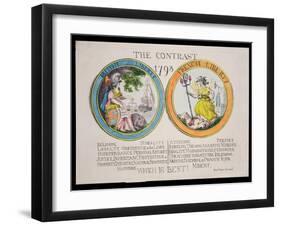 The Contrast 1793: British Liberty and French Liberty - Which Is Best? 1793-Thomas Rowlandson-Framed Giclee Print