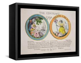 The Contrast 1793: British Liberty and French Liberty - Which Is Best? 1793-Thomas Rowlandson-Framed Stretched Canvas