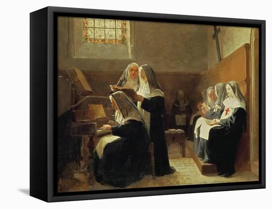 The Convent Choir, 1865 (Oil on Panel)-Jean or Jehan Georges Vibert-Framed Stretched Canvas