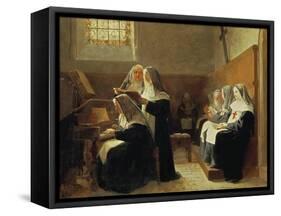 The Convent Choir, 1865 (Oil on Panel)-Jean or Jehan Georges Vibert-Framed Stretched Canvas