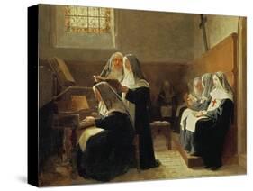 The Convent Choir, 1865 (Oil on Panel)-Jean or Jehan Georges Vibert-Stretched Canvas