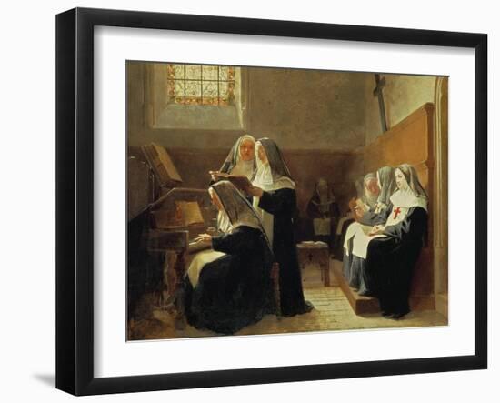 The Convent Choir, 1865 (Oil on Panel)-Jean or Jehan Georges Vibert-Framed Giclee Print