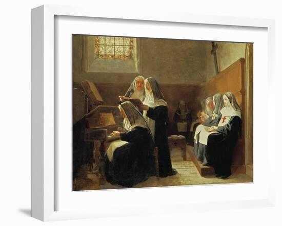 The Convent Choir, 1865 (Oil on Panel)-Jean or Jehan Georges Vibert-Framed Giclee Print