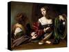 The Conversion of the Magdalene, C.1598 (Oil and Tempera on Canvas)-Caravaggio-Stretched Canvas