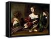 The Conversion of the Magdalene, C.1598 (Oil and Tempera on Canvas)-Caravaggio-Framed Stretched Canvas
