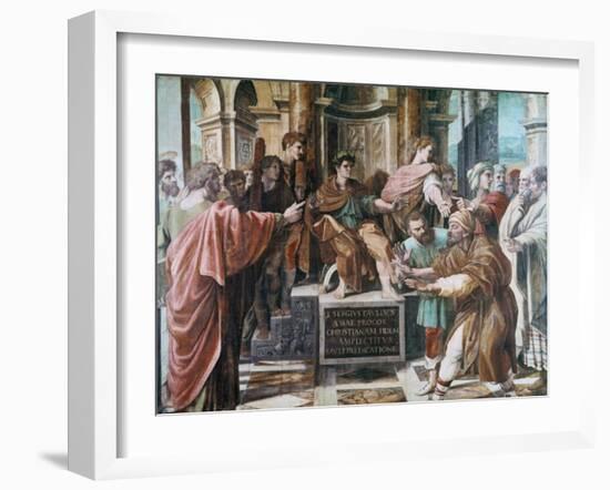 The Conversion of the Proconsul, 1515-1516-Raphael-Framed Giclee Print