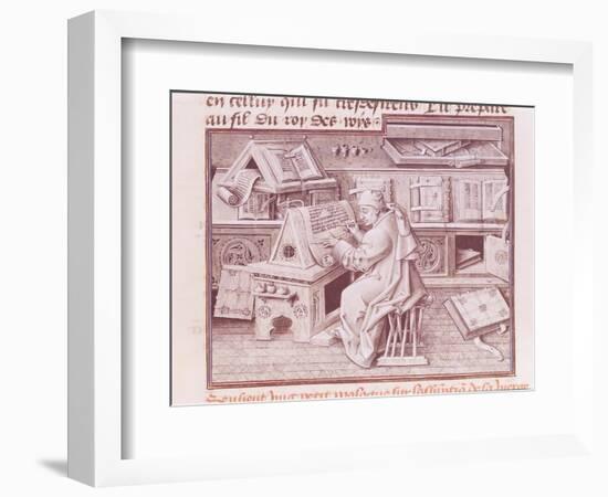 The Copyist Jean Mielot (Fl.1448-68) Working in His Scriptorium, Flemish-Jean I Le Tavernier-Framed Giclee Print