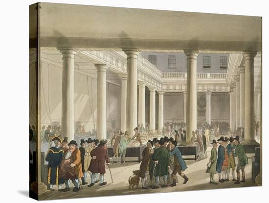 The Corn Exchange from Ackermann's 'Microcosm of London', 1808 (Aquatint)-T Rowlandson-Stretched Canvas