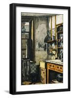 The Corner of the Kitchen, (Pen, Black Ink and Watercolour)-Charles Ginner-Framed Giclee Print