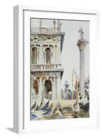 The Corner of the Libreria, with the Column of St. Theodore, Venice, 1904-John Singer Sargent-Framed Giclee Print