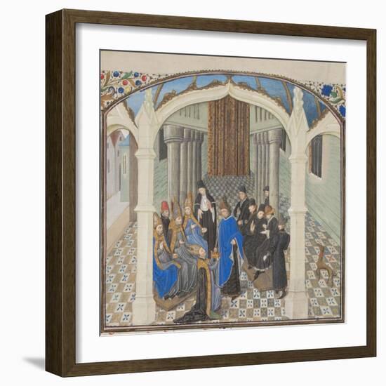 The Coronation of Baldwin II on 1118, Miniature from the Historia by William of Tyre, 1460s-null-Framed Giclee Print