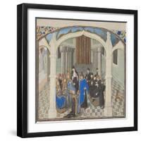 The Coronation of Baldwin II on 1118, Miniature from the Historia by William of Tyre, 1460s-null-Framed Giclee Print