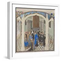 The Coronation of Baldwin II on 1118, Miniature from the Historia by William of Tyre, 1460s-null-Framed Giclee Print