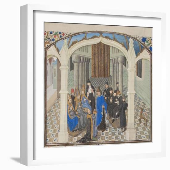 The Coronation of Baldwin II on 1118, Miniature from the Historia by William of Tyre, 1460s-null-Framed Giclee Print