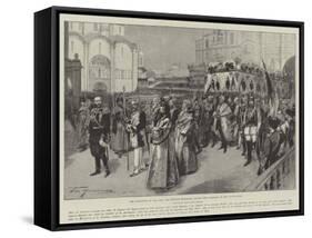 The Coronation of the Czar, the Imperial Procession Leaving the Cathedral of the Annunciation-Frederic De Haenen-Framed Stretched Canvas