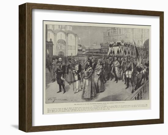 The Coronation of the Czar, the Imperial Procession Leaving the Cathedral of the Annunciation-Frederic De Haenen-Framed Giclee Print