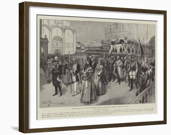 The Coronation of the Czar, the Imperial Procession Leaving the Cathedral of the Annunciation-Frederic De Haenen-Framed Giclee Print