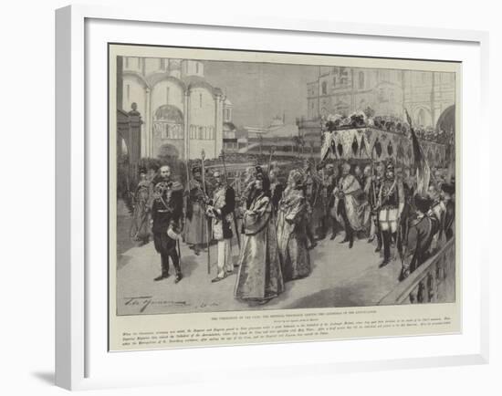 The Coronation of the Czar, the Imperial Procession Leaving the Cathedral of the Annunciation-Frederic De Haenen-Framed Giclee Print