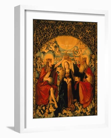 The Coronation of the Virgin, Central Panel from the High Altar, 1512-16-Hans Baldung Grien-Framed Giclee Print