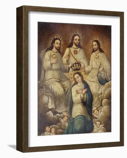 The Coronation of the Virgin with the Holy Trinity-Mexican School-Framed Giclee Print