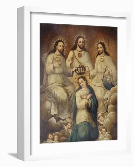 The Coronation of the Virgin with the Holy Trinity-Mexican School-Framed Giclee Print