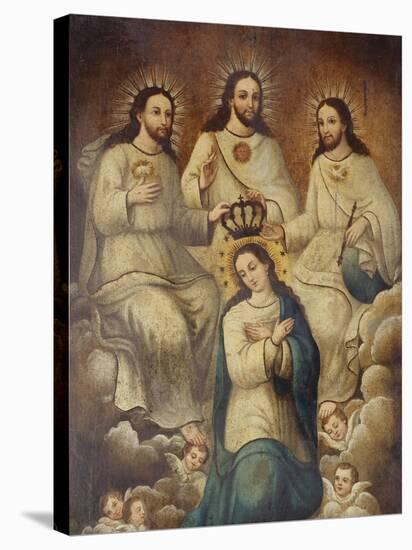 The Coronation of the Virgin with the Holy Trinity-Mexican School-Stretched Canvas