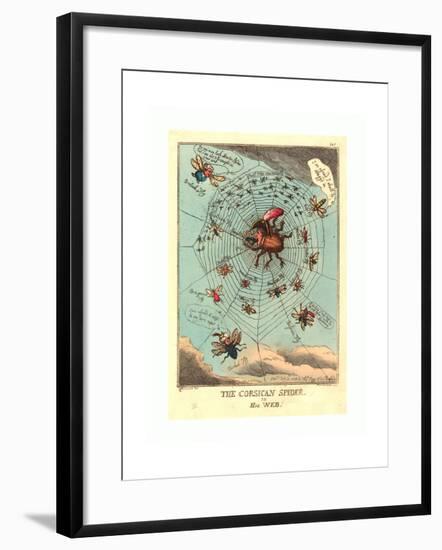 The Corsican Spider in His Web, Published 1808, Hand-Colored Etching, Rosenwald Collection-Thomas Rowlandson-Framed Giclee Print