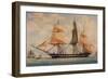 The Corvette La Favorita, Watercolor by Francois Roux (1811-1882), France, 19th Century-null-Framed Giclee Print