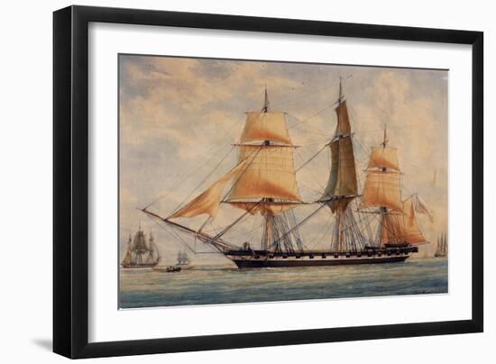 The Corvette La Favorita, Watercolor by Francois Roux (1811-1882), France, 19th Century-null-Framed Giclee Print