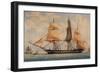 The Corvette La Favorita, Watercolor by Francois Roux (1811-1882), France, 19th Century-null-Framed Giclee Print