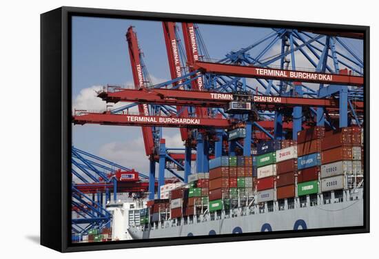 The Cosco Beijing in Hamburg, Germany-Dennis Brack-Framed Stretched Canvas