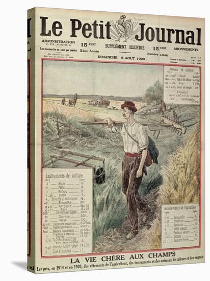 The Cost of Life for the Farmer', Cover Illustration for 'Le Petit Parisien' 8th August 1920-null-Stretched Canvas